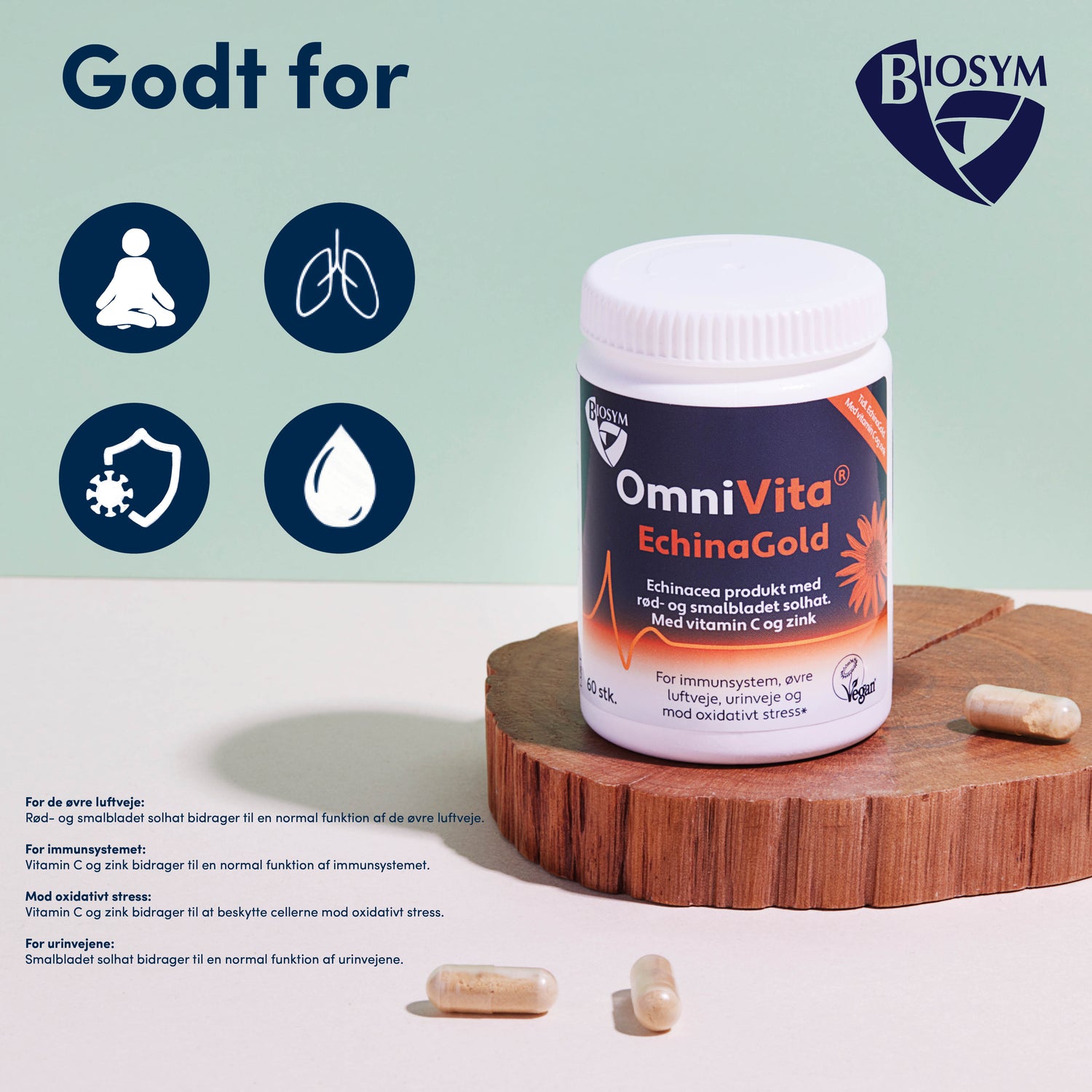 Biosym Omnivita Echinagold | 60 kapsler fra Biosym på Mecindo.dk