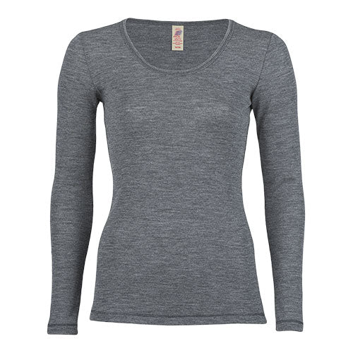 Engel Natur Langærmet Bluse, Ren Uld, Slate | Str. 42/44 fra Engel Natur på Mecindo.dk