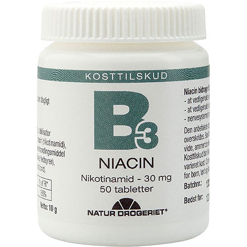 Natur-Drogeriet Niacin (Amid) B3 30 Mg | 50 Tabl. fra Natur-Drogeriet på Mecindo.dk