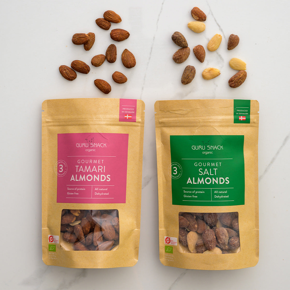 Guru Snack Gourmet Salt Mandler Økologisk | 100 gr fra Guru Snack på Mecindo.dk