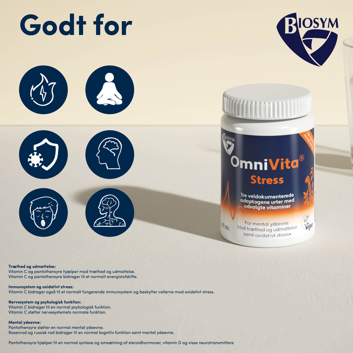 Biosym Omnivita Stress | 60 kapsler fra Biosym på Mecindo.dk