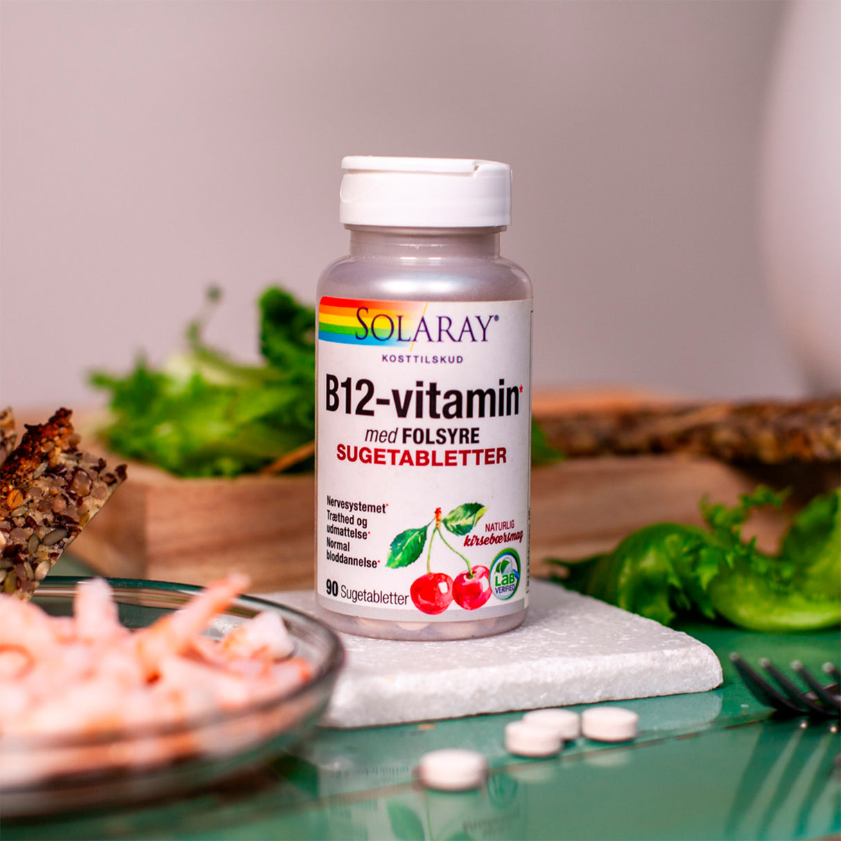 Solaray B12 Vitamin Med Folsyre | 90 Tabl. fra Solaray på Mecindo.dk