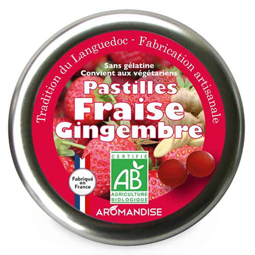 Aromandise Pastiller M. Jordbær & Ingefær Økologisk | 45 gr fra Aromandise på Mecindo.dk