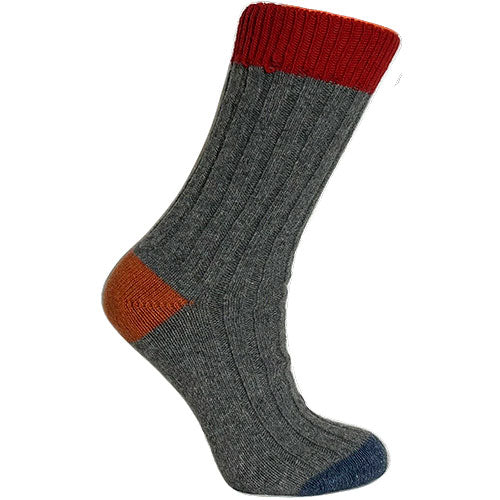 Merino Uld Strømper Rød/grå | Str. 39/42 fra Clemente på Mecindo.dk