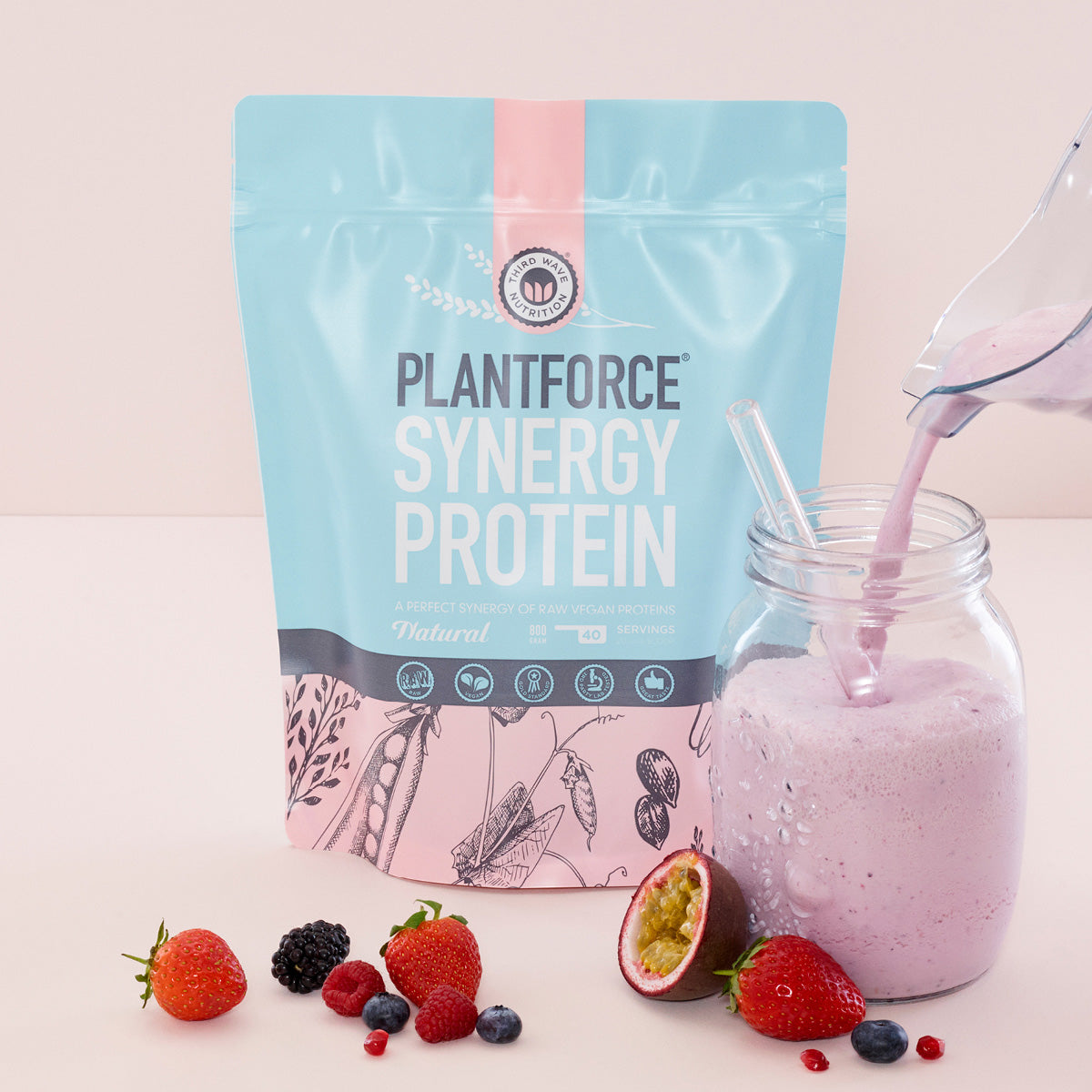Plantforce Synergy Protein Natural | 800 gr fra Plantforce på Mecindo.dk
