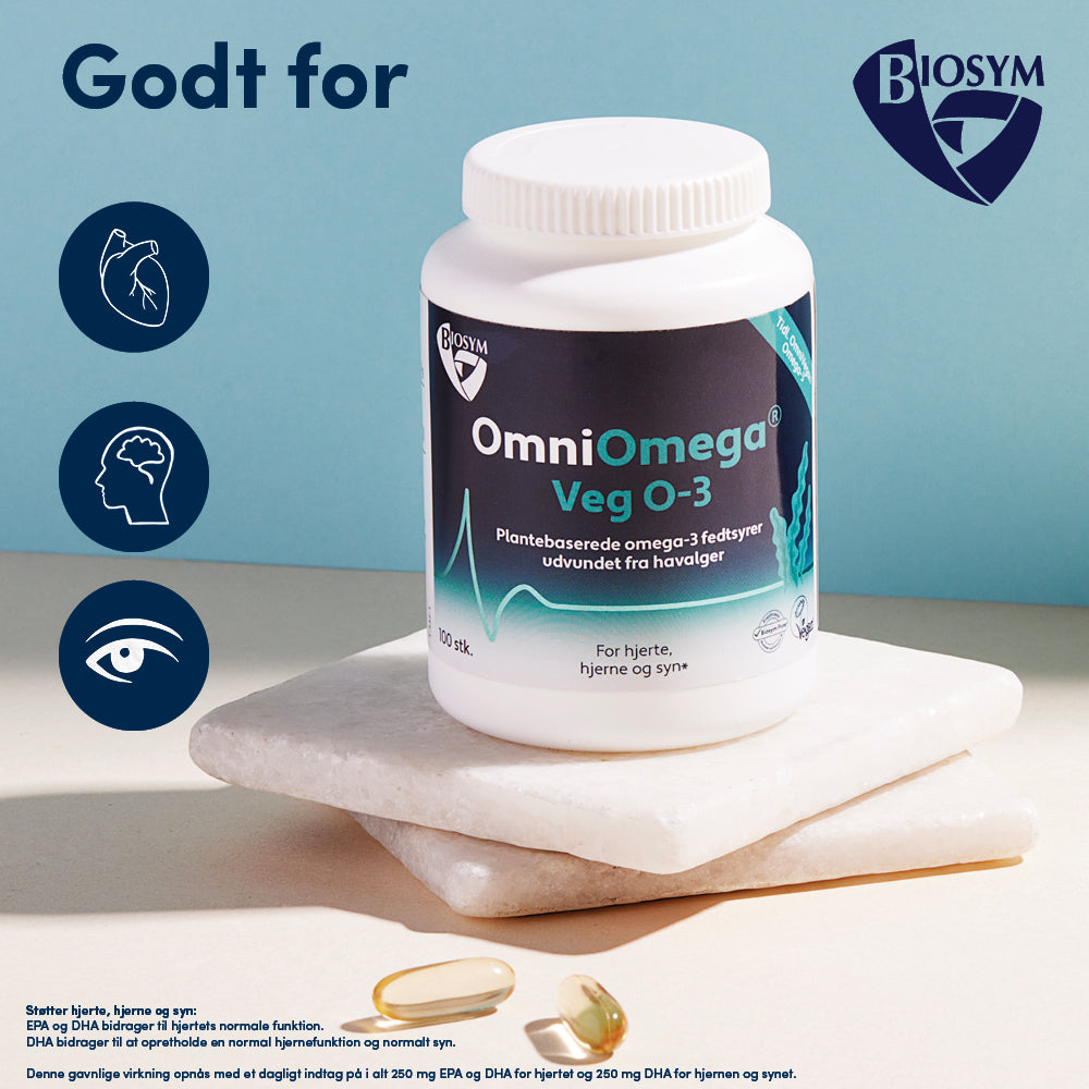Biosym Omniomega Veg O-3 | 100 kapsler fra Biosym på Mecindo.dk