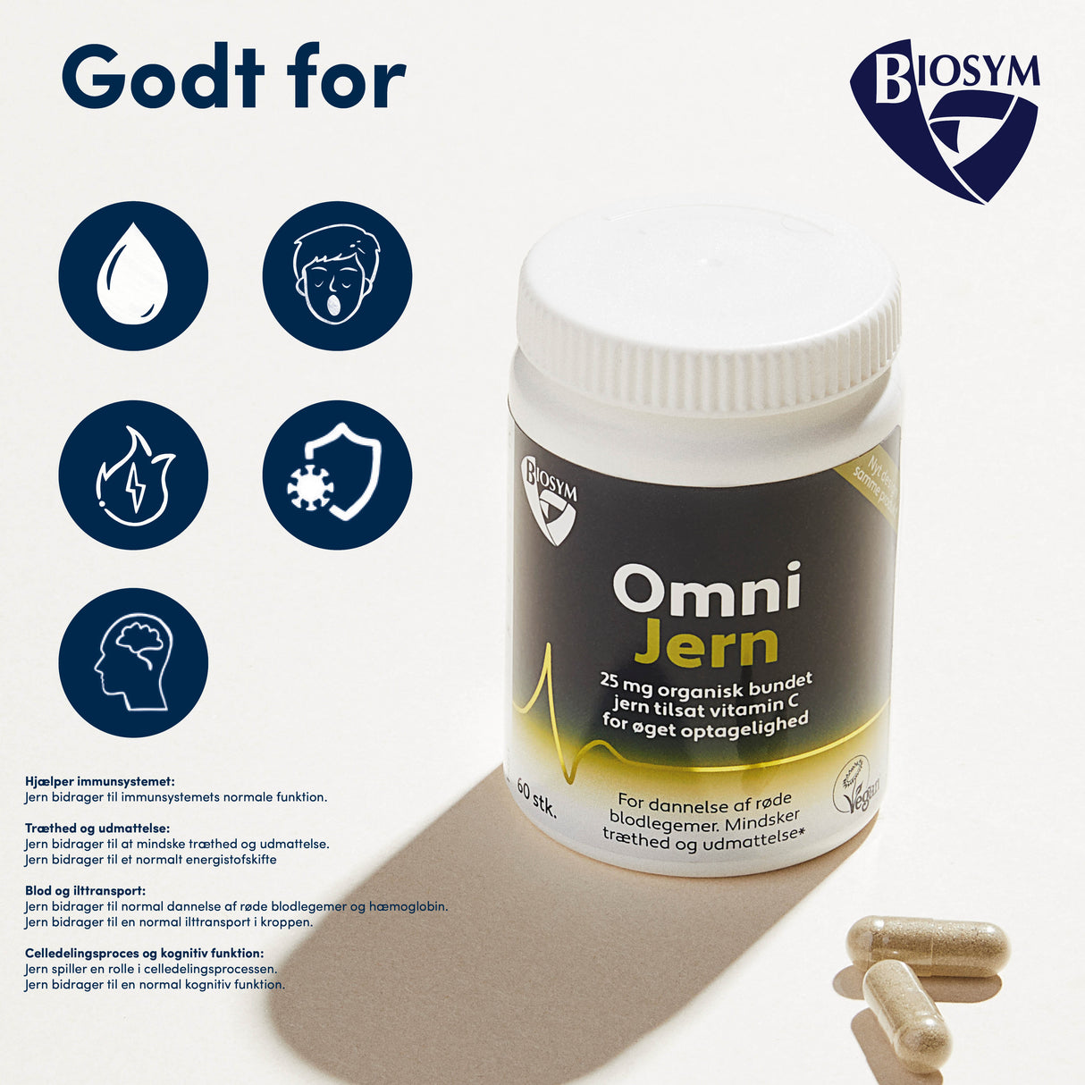 Biosym Omnijern | 60 kapsler fra Biosym på Mecindo.dk