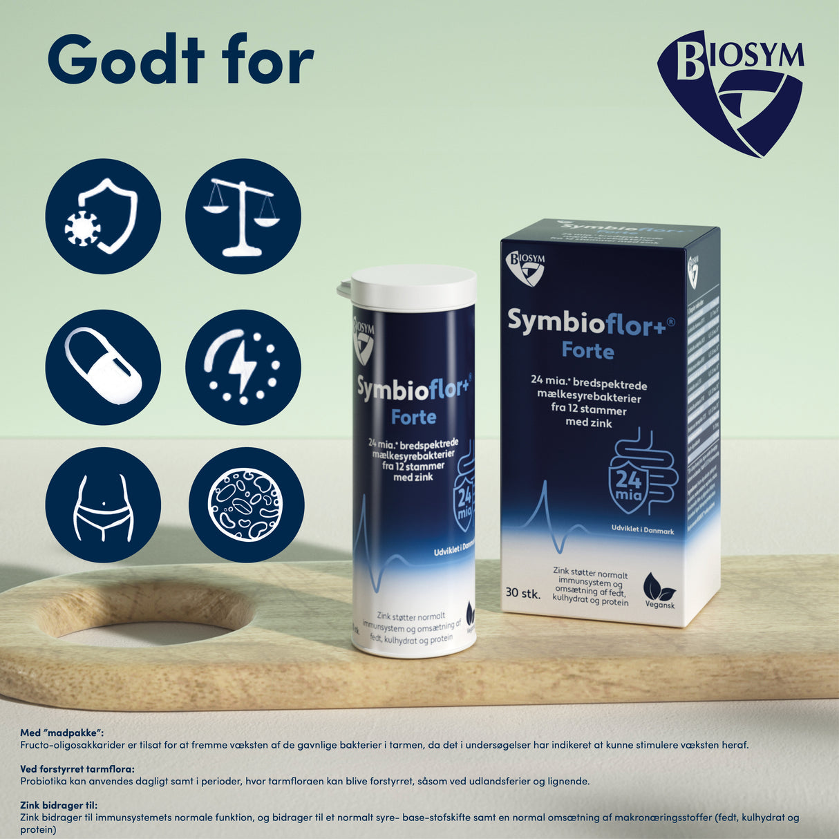 Biosym Symbioflor+ Forte | 30 kapsler fra Biosym på Mecindo.dk