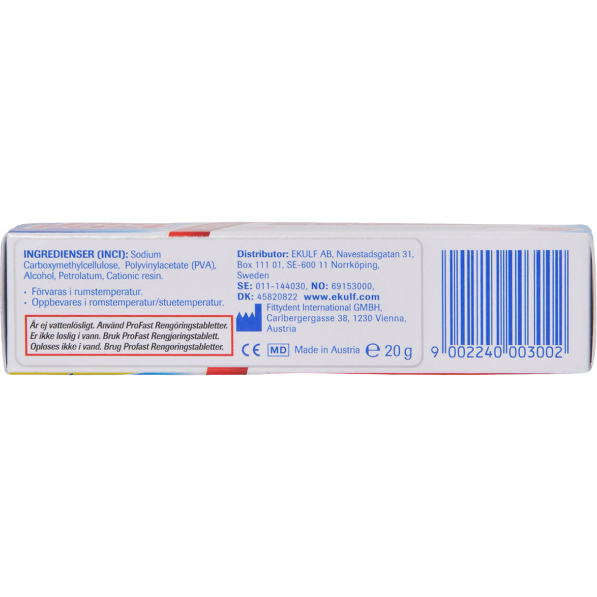 Profast Plus Specialfixativ Proteselim | 34 gr fra Profast på Mecindo.dk