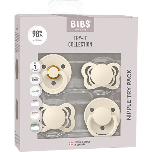 BIBS Try-it collection Size 1 Ivory 4 PACK fra BIBS på Mecindo.dk