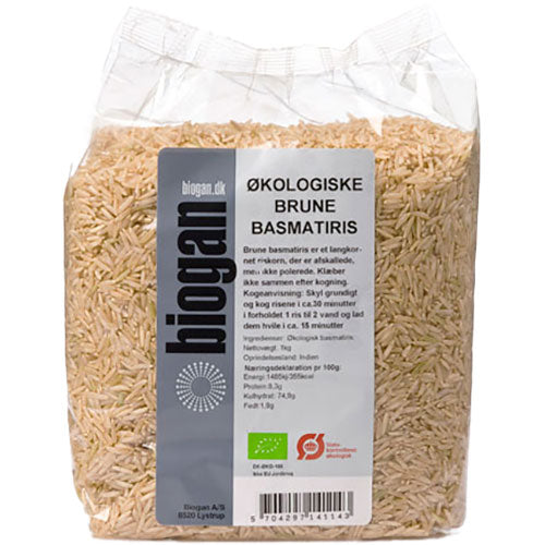 Biogan Økologiske Brune Basmatiris | 1 kg fra Biogan på Mecindo.dk