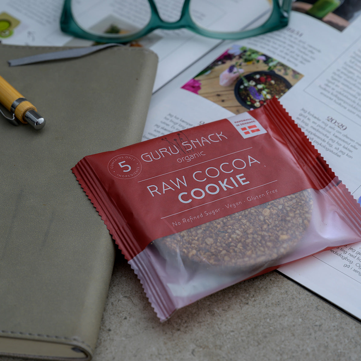 Guru Snack Raw Cocoa Cookie Økologisk Enkeltvis Indpakket | 55 gr fra Guru Snack på Mecindo.dk