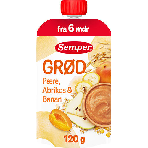 Semper Frugtgrød Med Pære, Abrikos & Banan Fra 6 Mdr. | 120 g fra Semper på Mecindo.dk
