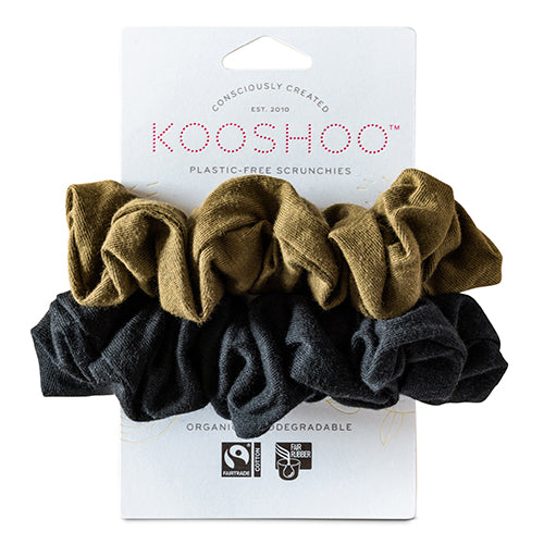 Kooshoo Hår Scrunchie Black Olive 2 Stk - Øko & Plastikfri - 2 Stk fra KooShoo på Mecindo.dk