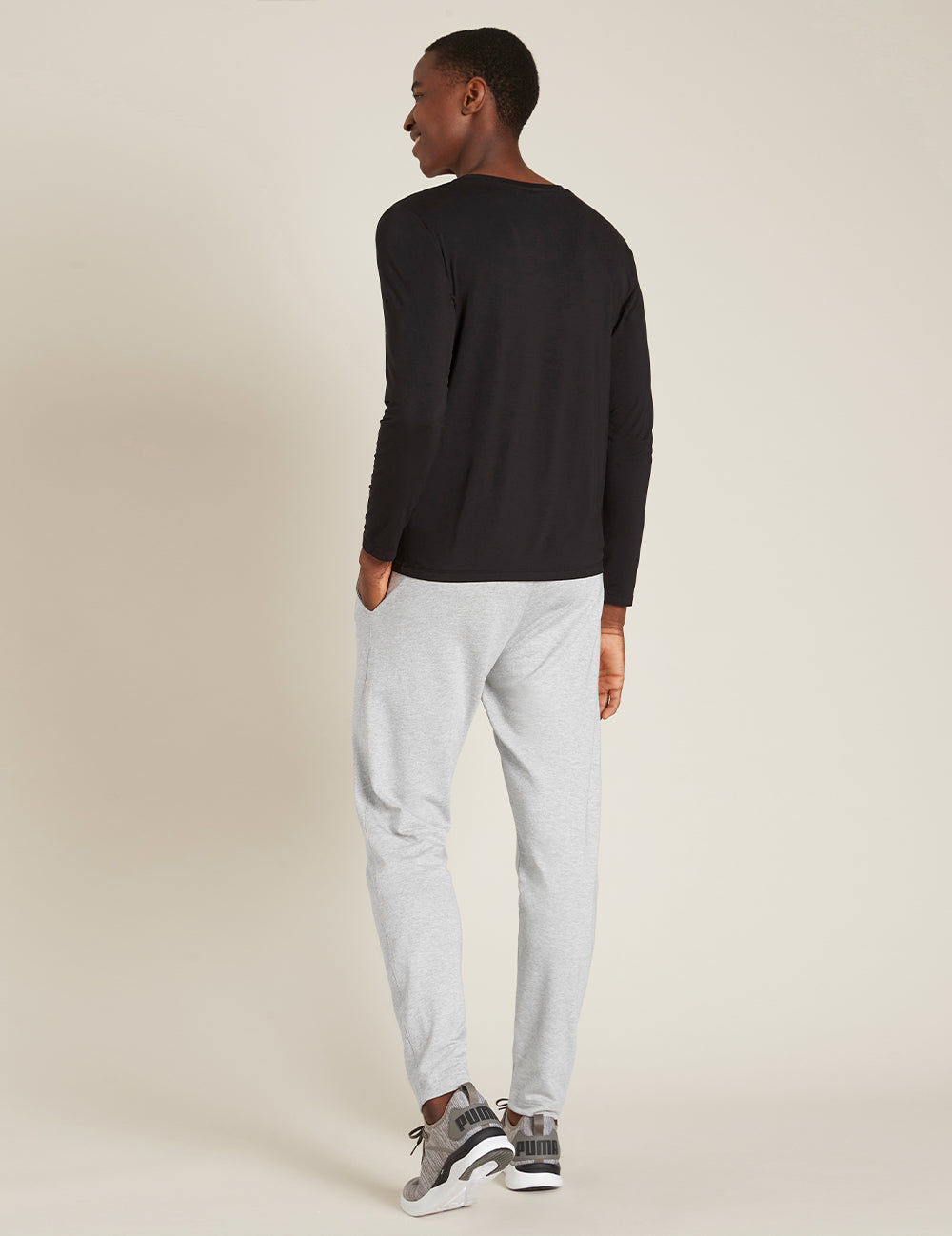 Boody Men´s Long Sleeve Crew Neck T-shirt Sort | Str. Xl fra Boody på Mecindo.dk