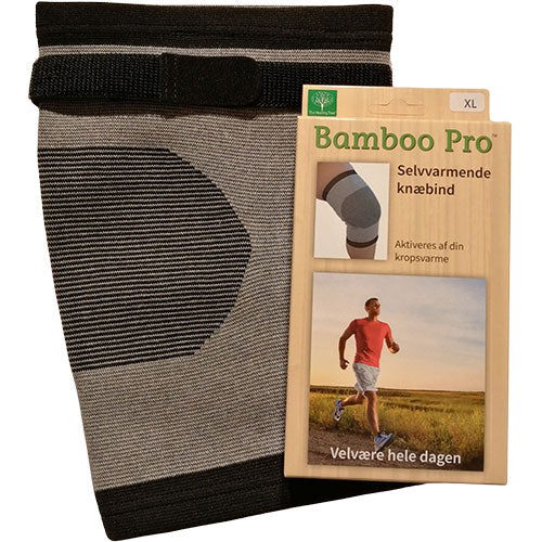 Bamboo Pro Knæbind m. velcrobånd Selvvarmende | Str: Xl fra Bamboo Pro på Mecindo.dk