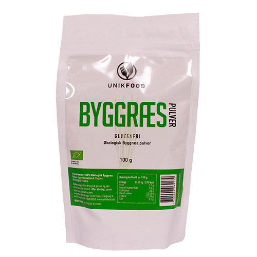 Unikfood Byggræs Pulver Økologisk | 100 gr fra Unikfood på Mecindo.dk