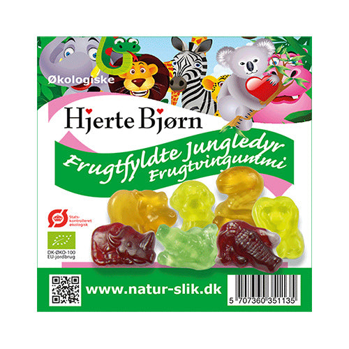 Hjerte Bjørn Frugtfyldte Jungledyr Økologisk | 80 gr fra Hjerte Bjørn på Mecindo.dk