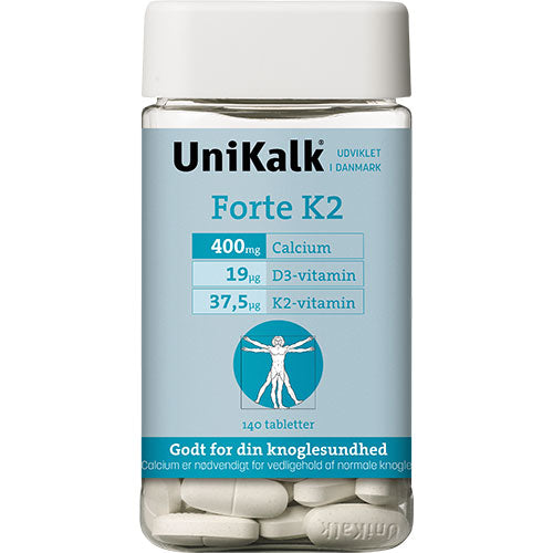 Unikalk Forte K2 | 140 Tabl. fra Unikalk på Mecindo.dk