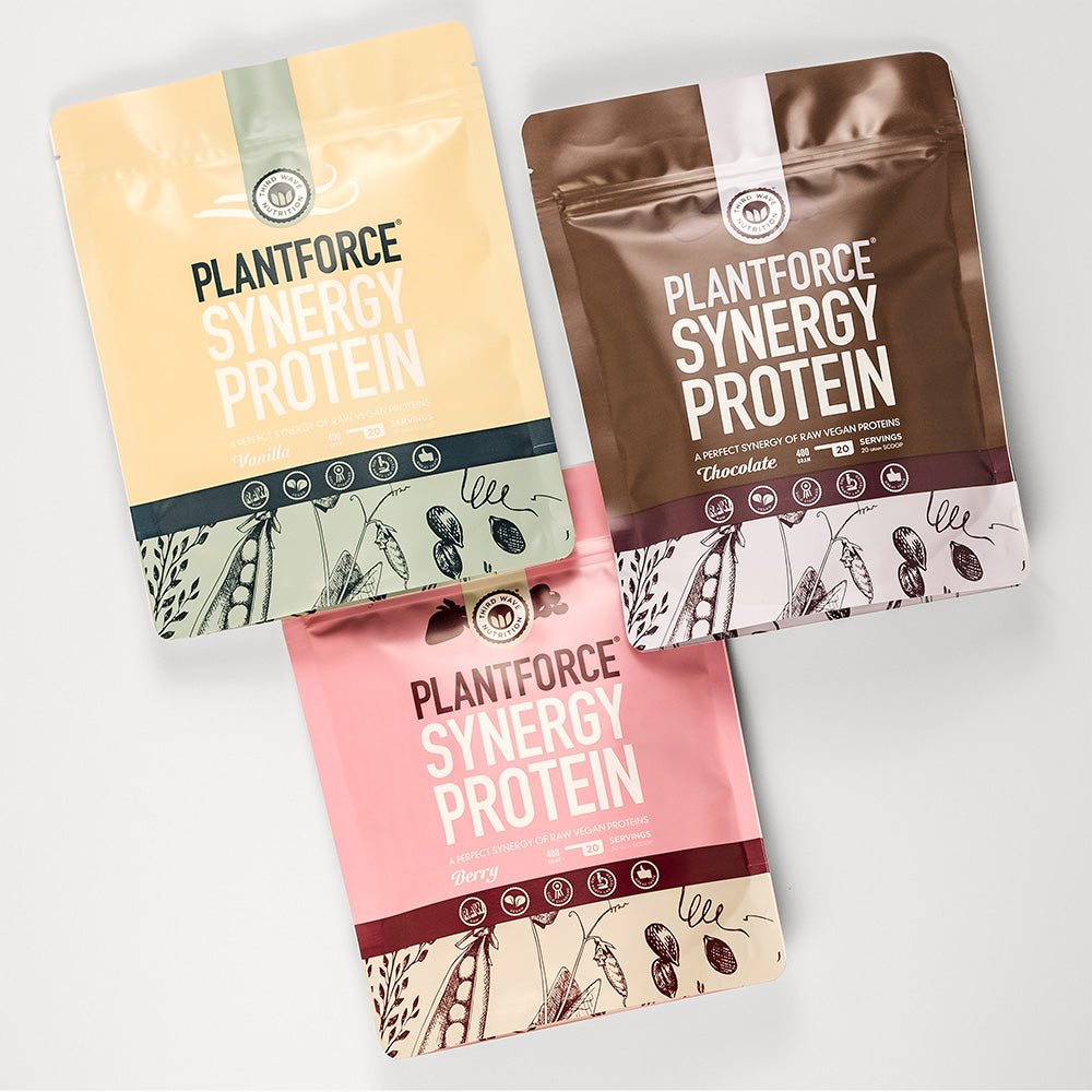 Plantforce Synergy Protein Vanilje | 400 gr fra Plantforce på Mecindo.dk