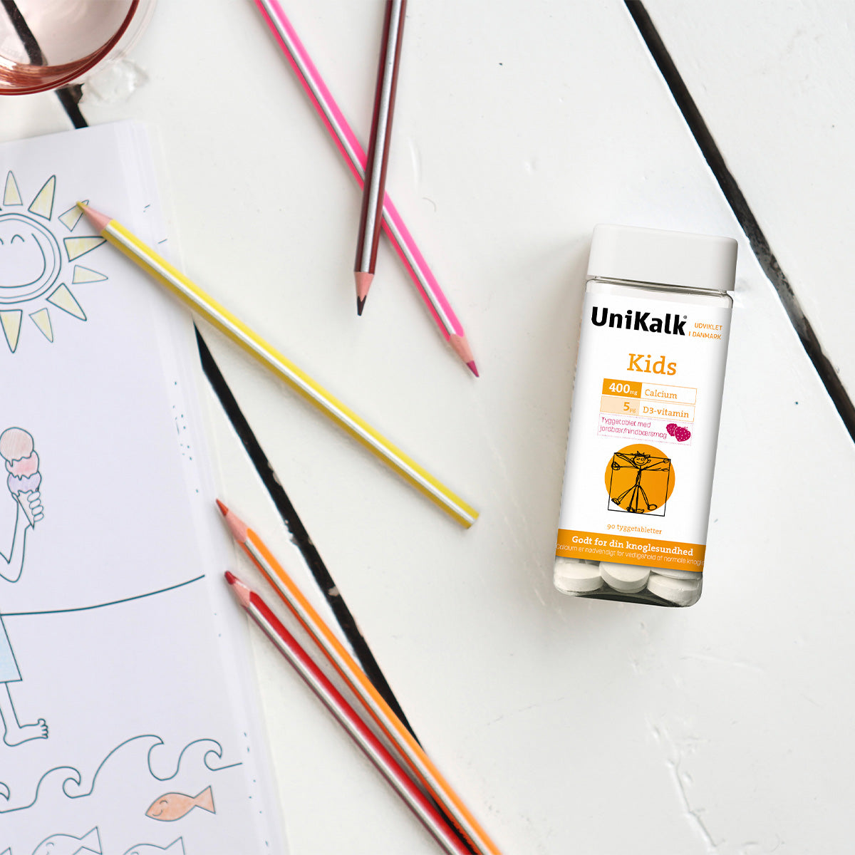 Unikalk Kids Tyggetabletter | 90 Tabl. fra Unikalk på Mecindo.dk