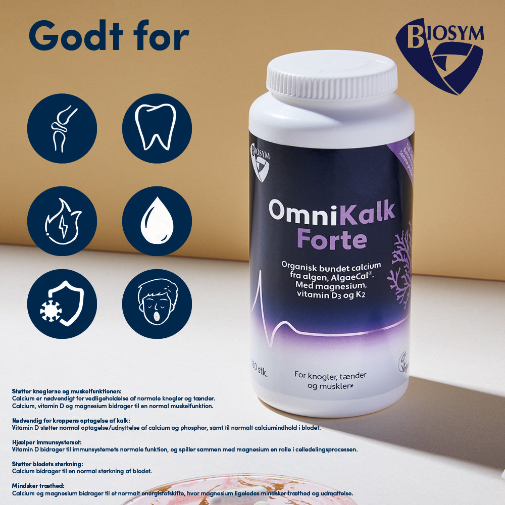 Biosym Omnikalk Forte | 90 kapsler fra Biosym på Mecindo.dk