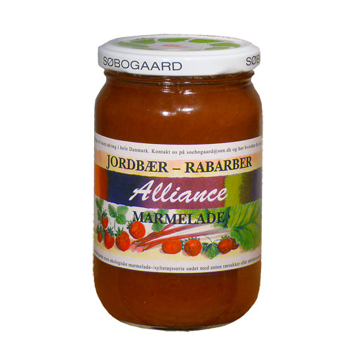 Søbogaard Jordbær/rabarber Marmelade Økologisk | 400 gr fra Søbogaard på Mecindo.dk