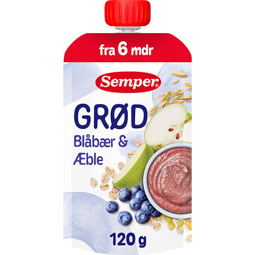 Semper Grød Med Blåbær Og Æble Fra 6 Mdr. | 120 g fra Semper på Mecindo.dk