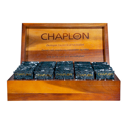 Chaplon Tekasse I Træ Med 50 Tebreve Økologisk fra Chaplon på Mecindo.dk