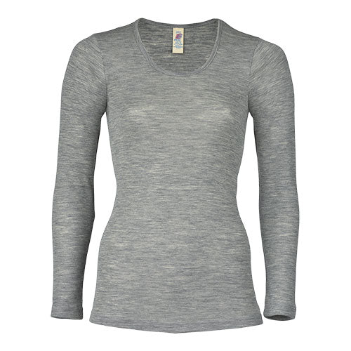 Engel Natur Bluse Merinould & Silke Light Grey | Str. 34/36 fra Engel Natur på Mecindo.dk
