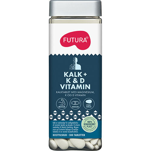 Futura Kalk + K & D Vitamin | 300 Tabl. fra Futura på Mecindo.dk