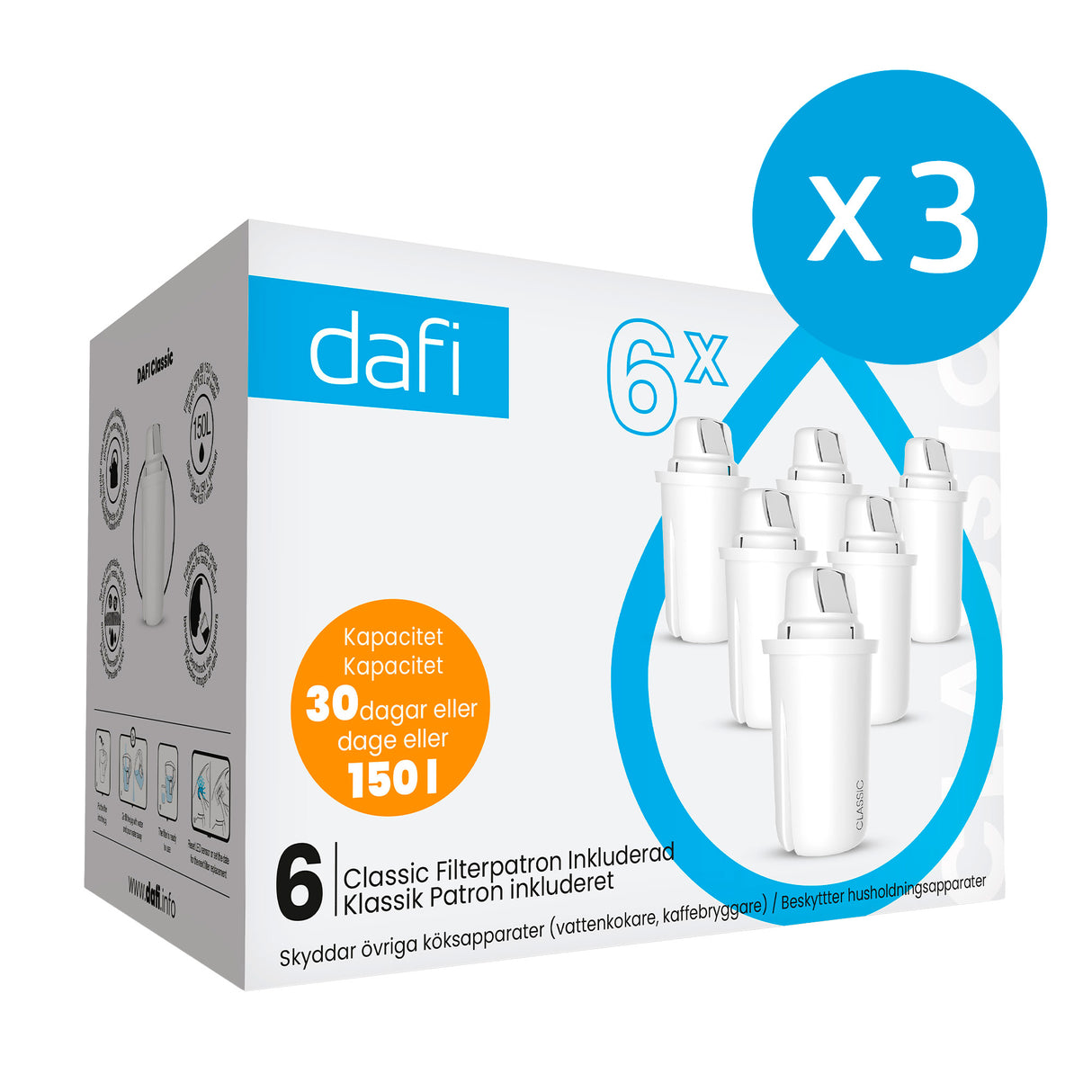 Dafi Filterpatroner | 3 x 6-pack