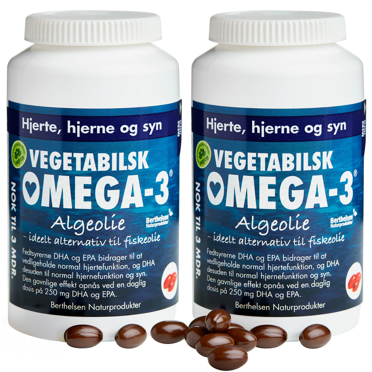Berthelsen Vegetabilsk Omega-3 | 2 x 180 kapsler fra Berthelsen på Mecindo.dk
