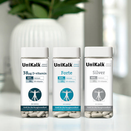 Unikalk Silver M. D Vitamin | 180 Tabl. fra Unikalk på Mecindo.dk