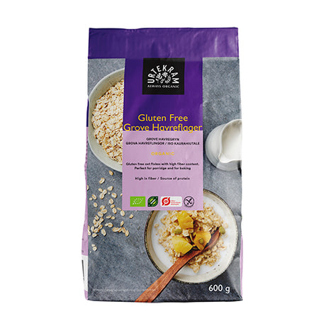 Urtekram Havreflager Grove Glutenfri Økologisk | 600 gr fra Urtekram på Mecindo.dk