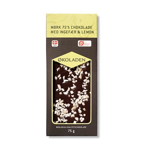 Økoladen Chokolade Mørk Ingefaer/lemon Økologisk 72% | 75 gr fra Økoladen på Mecindo.dk