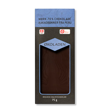 Økoladen Chokolade Mørk 70% Økologisk Kakaobønner Fra Peru | 75 gr fra Økoladen på Mecindo.dk