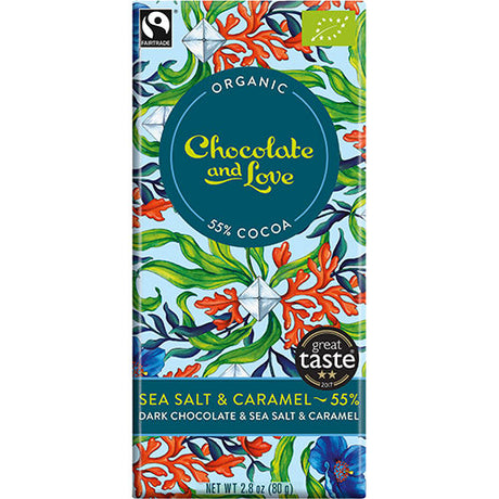 Chocolate and Love Chokolade Sea Salt & Caramel 55% Økologisk | 80 gr fra Chocolate and Love på Mecindo.dk