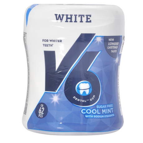 V6 Dental V6 White Cool Mint Tyggegummi | 87 gr fra V6 Dental på Mecindo.dk