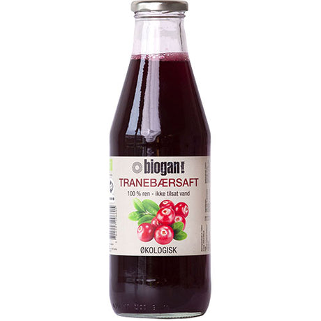 Biogan Tranebaersaft 100% Ren Saft Ø | 750 ml fra Biogan på Mecindo.dk