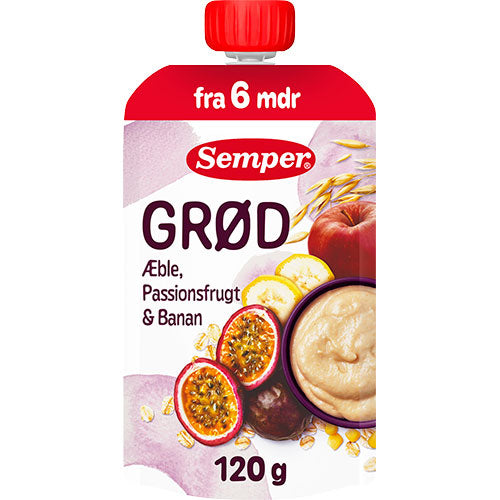 Semper Grød Med Passionsfrugt, Æble Og Banan Fra 6 Mdr. | 120 gr
