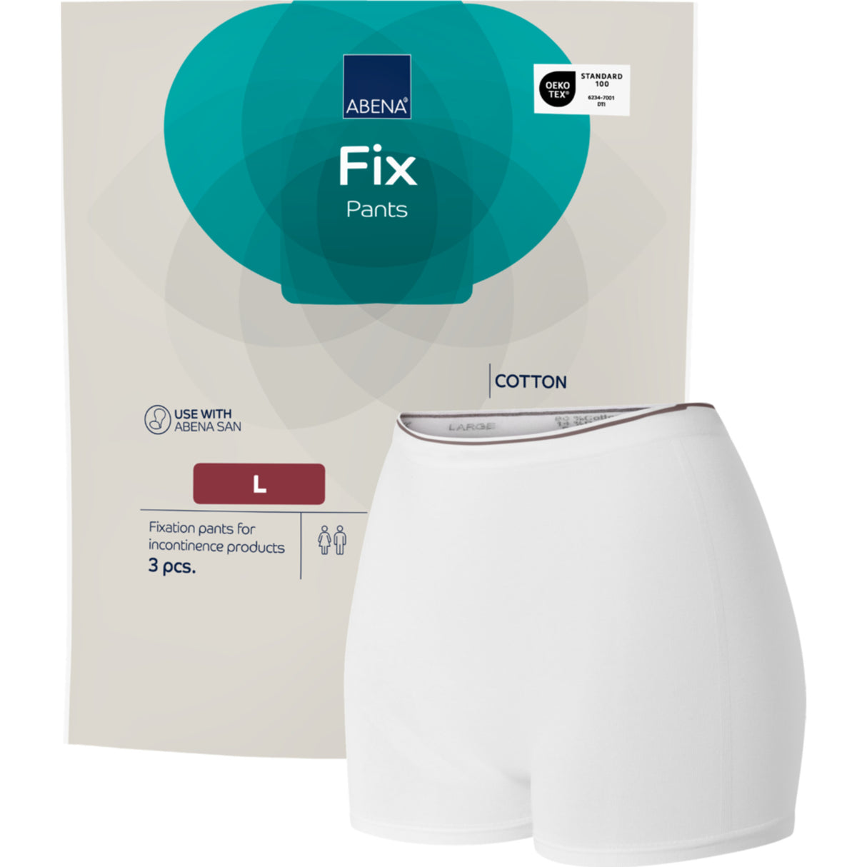 Abena Fix Pants Cotton Med Ben (3 stk) | Str. L fra Abena på Mecindo.dk