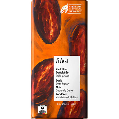 Vivani Mørk med Daddelsukker Økologisk | 80 g fra Vivani på Mecindo.dk