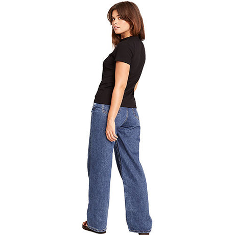 Boody Women's Ribbed Crew Neck T-shirt Sort | Str. Xl fra Boody på Mecindo.dk
