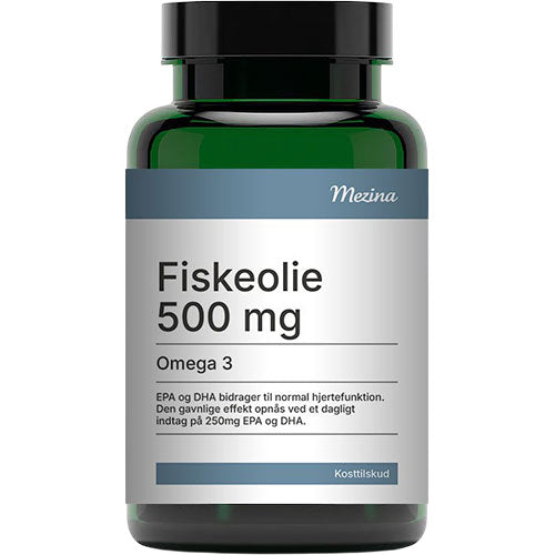 Mezina Fiskeolie Omega-3 - 500 mg | 180 KAP fra Mezina på Mecindo.dk