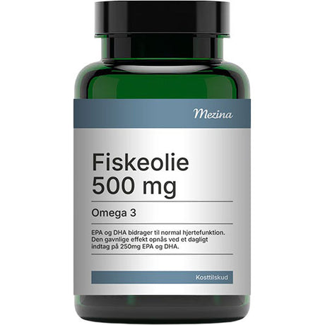 Mezina Fiskeolie Omega-3 - 500 mg | 180 KAP fra Mezina på Mecindo.dk