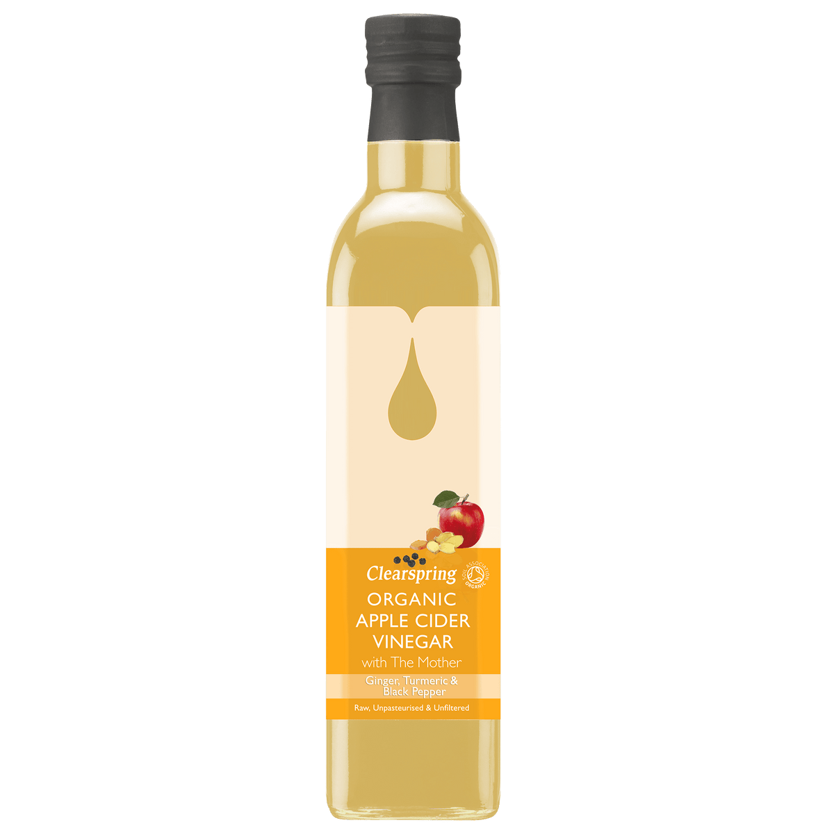 Clearspring Æblecidereddike Økologisk M.ingefær, Gurkemeje, Peber & Eddikemor | 500 ml fra Clearspring på Mecindo.dk