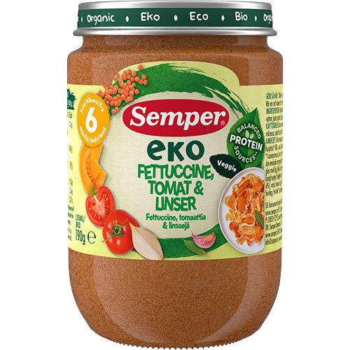 Vego Eko Babymos Fettucine Tomat & Linser Fra 8 Mdr. Økologisk | 190 gr fra Vego Eko på Mecindo.dk