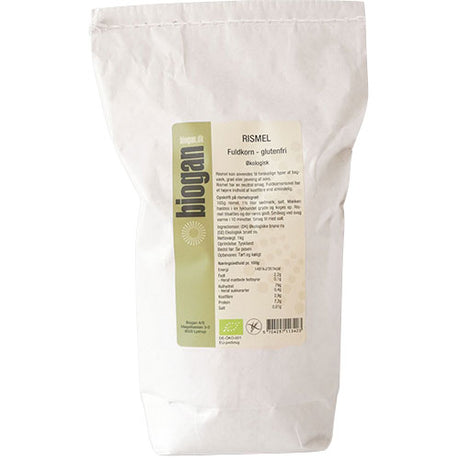 Biogan Økologisk Glutenfri Rismel, Fuldkorn | 1 kg fra Biogan på Mecindo.dk