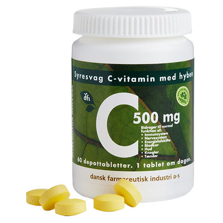 DFI C500 Mg Syresvag C-vitamin | 60 Tabl. fra Grønne dfi vitaminer på Mecindo.dk